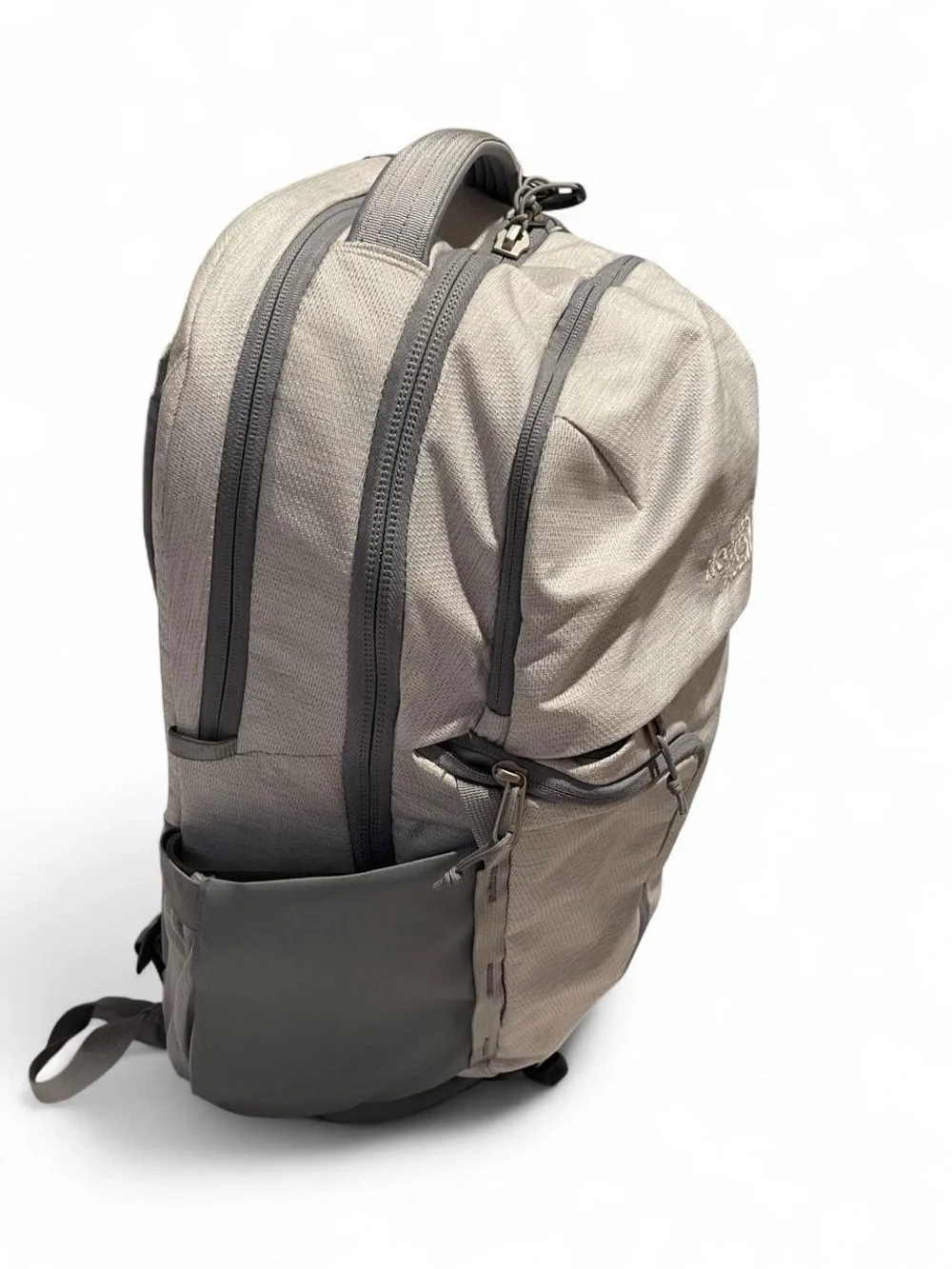 The North Face Light Gray Backpack with Dark Gray Accents